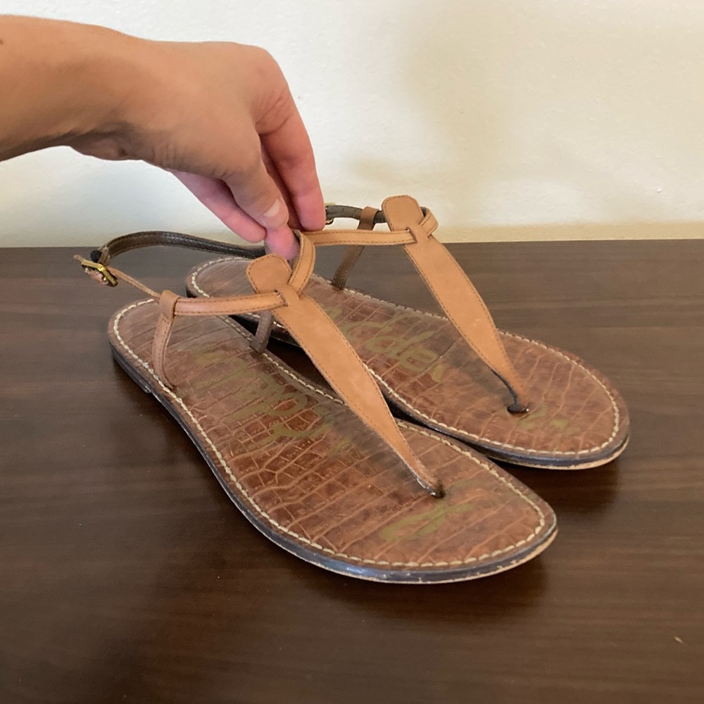 Sam Edelman Gigi Brown Tan Leather Sandals Size 9.5